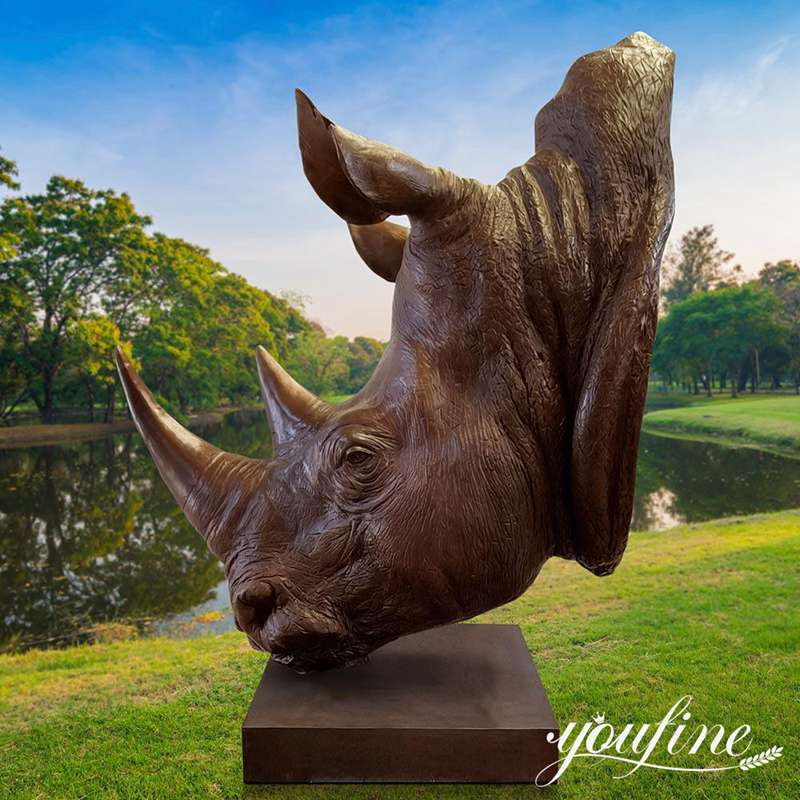 Modern Bronze Rhino Animal Statue Park Decoration BOK1-217 - Bronze Wildlife Sculpture - 7