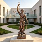 lifesize Lady Justice Statue in school garden