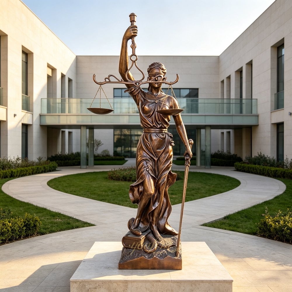 lifesize Lady Justice Statue in school garden