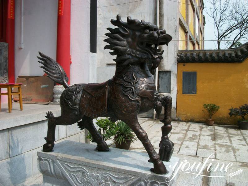 Bronze Kirin Statue Mythical Creatures Fengshui Dragon Horse BOK1-225 - Mythical Creatures Statues - 1