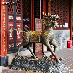 Bronze Kirin Statue Mythical Creatures Fengshui Dragon Horse BOK1-225