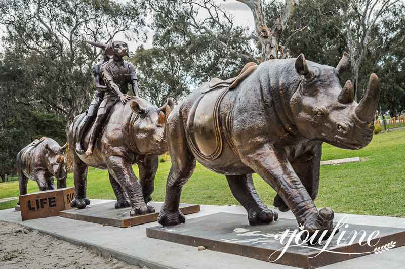 Modern Bronze Rhino Animal Statue Park Decoration BOK1-217 - Bronze Wildlife Sculpture - 12