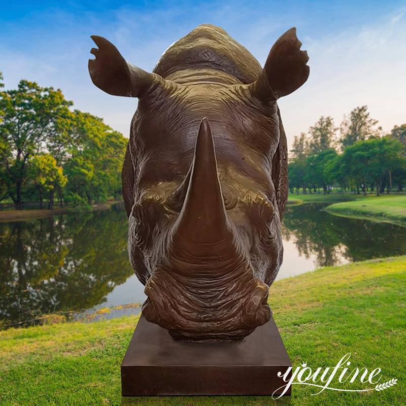 Modern Bronze Rhino Animal Statue Park Decoration BOK1-217 - Bronze Wildlife Sculpture - 5