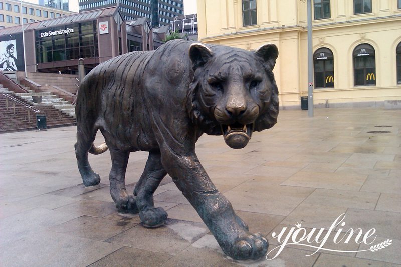 Bronze life-size Siberian Tiger Statue Outdoor Decor for Sale BOK1-209 - Bronze Wildlife Sculpture - 8