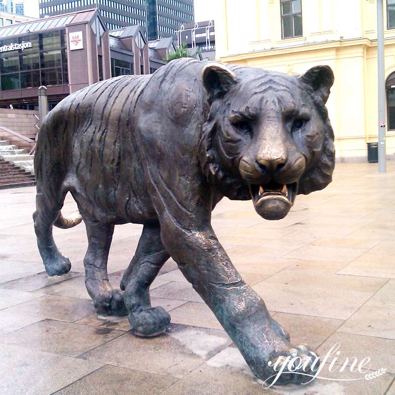 Bronze life-size Siberian Tiger Statue Outdoor Decor for Sale BOK1-209 - Bronze Wildlife Sculpture - 1