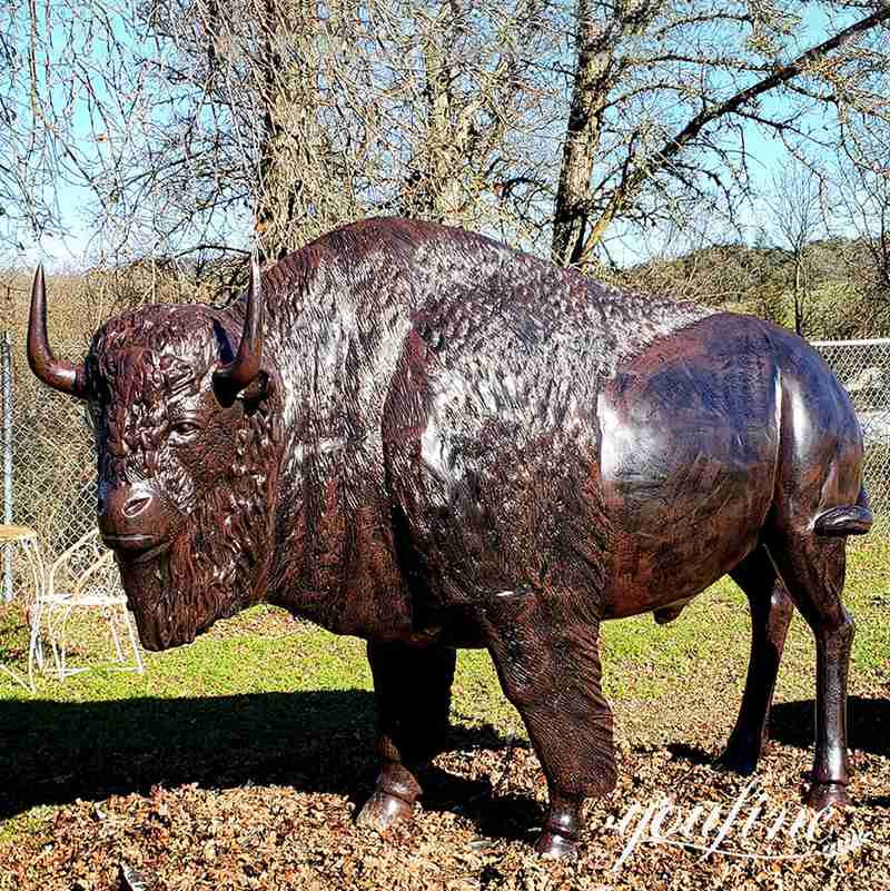 Bronze American Bison Standing Statue Animal Art for Sale BOK1-004 - Bronze Buffalo Statue - 1