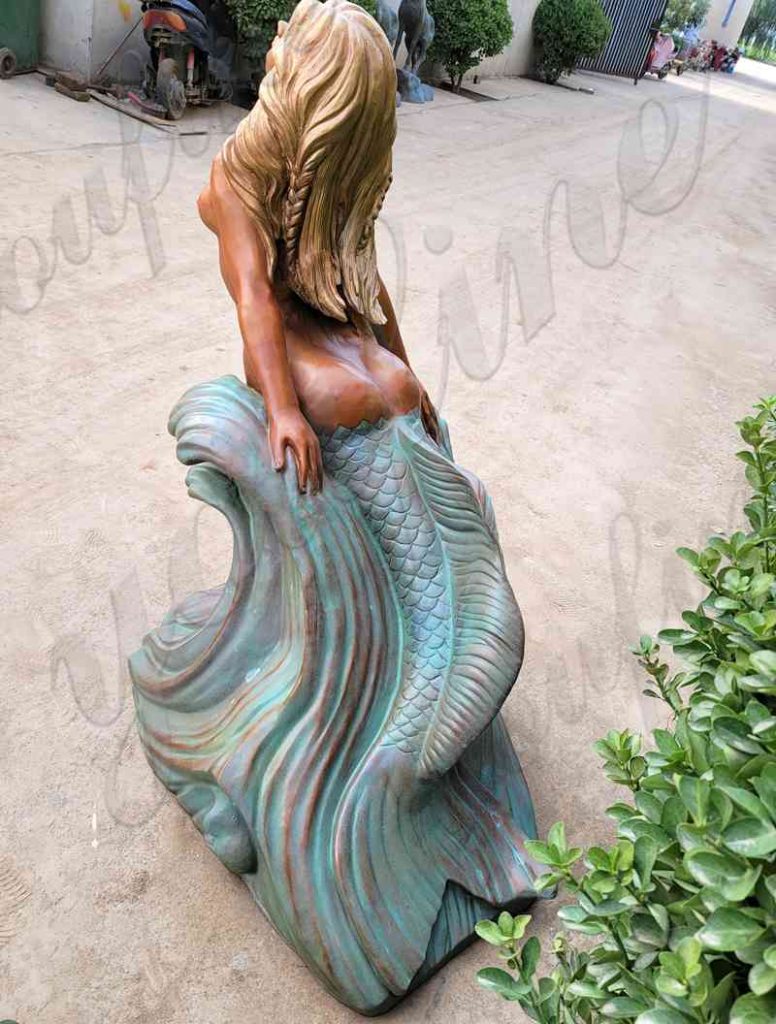 Life-size Outdoor Mermaid Statue Outside Pool Decor for Sale BOK1-238 - Bronze Mermaid Sculpture - 7