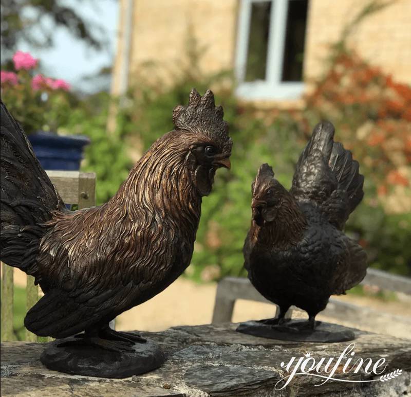 Bronze Garden Rooster Statue Yard Porch Art Decor for Sale BOK1-255 - Other Animal sculptures - 2