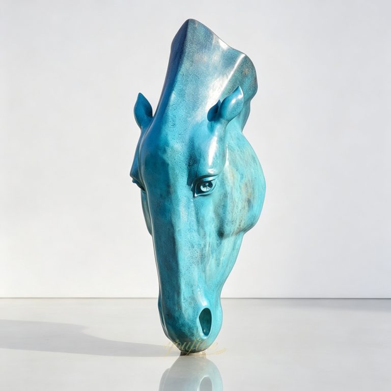 blue Horse Head Statue
