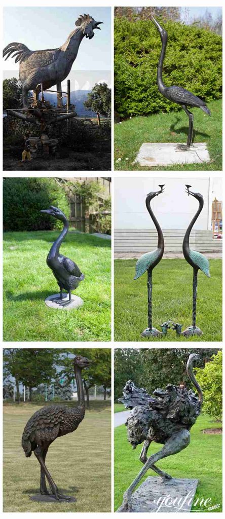 Bronze Heron Statue Garden Bird Animal Lawn Ornament Supplier BOK1-262 - Other Animal sculptures - 5