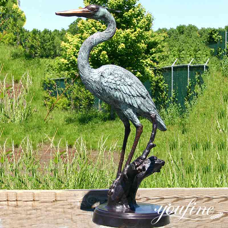 Bronze Heron Statue Garden Bird Animal Lawn Ornament Supplier BOK1-262 - Other Animal sculptures - 3