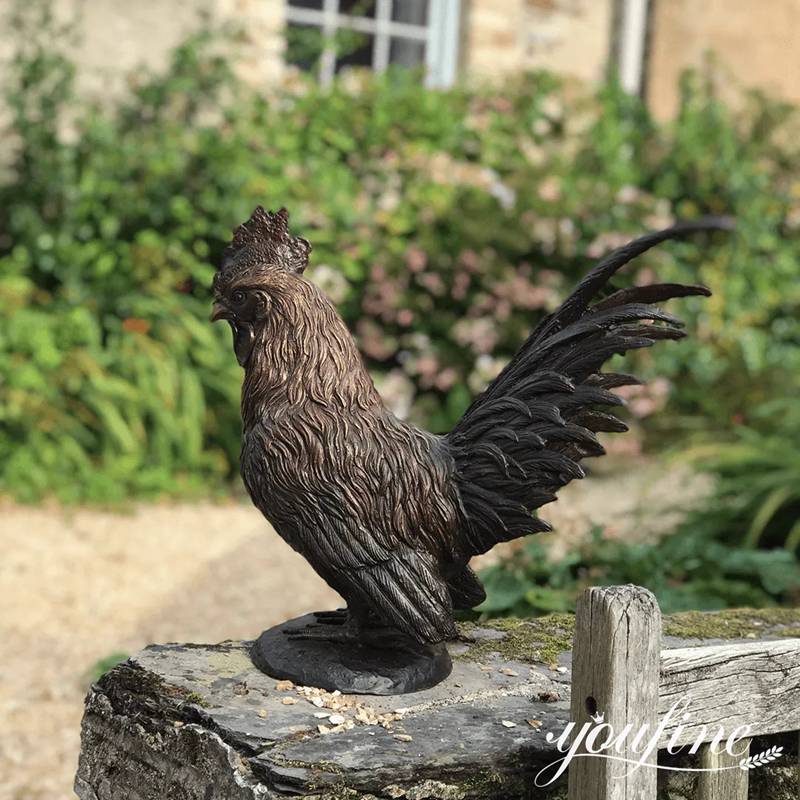 Bronze Garden Rooster Statue Yard Porch Art Decor for Sale BOK1-255 - Other Animal sculptures - 1