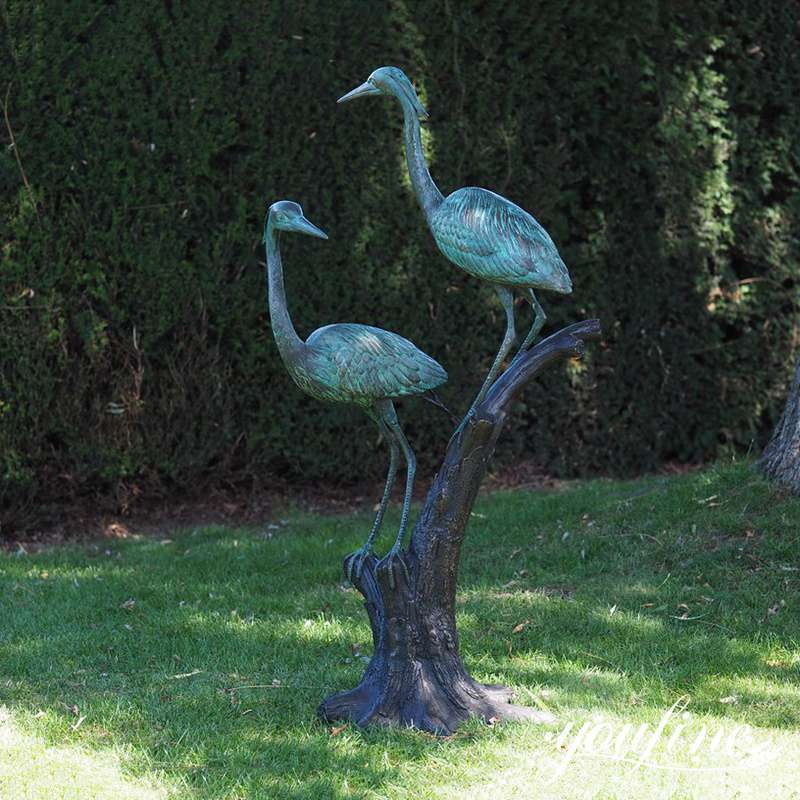 Bronze Heron Statue Garden Bird Animal Lawn Ornament Supplier BOK1-262 - Other Animal sculptures - 2