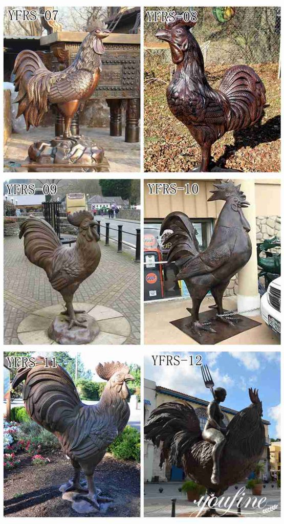 Bronze Garden Rooster Statue Yard Porch Art Decor for Sale BOK1-255 - Other Animal sculptures - 4