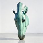 green Still Water Horse Head Statue