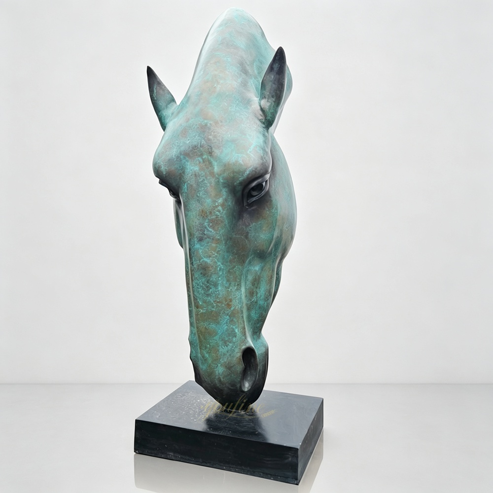 green Still Water Horse Statue