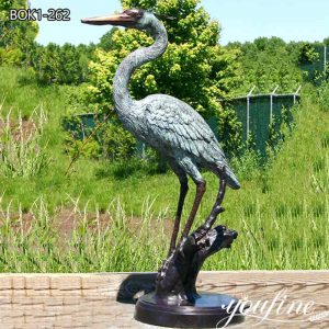 Bronze Heron Statue Garden Bird Animal Lawn Ornament Supplier BOK1-262