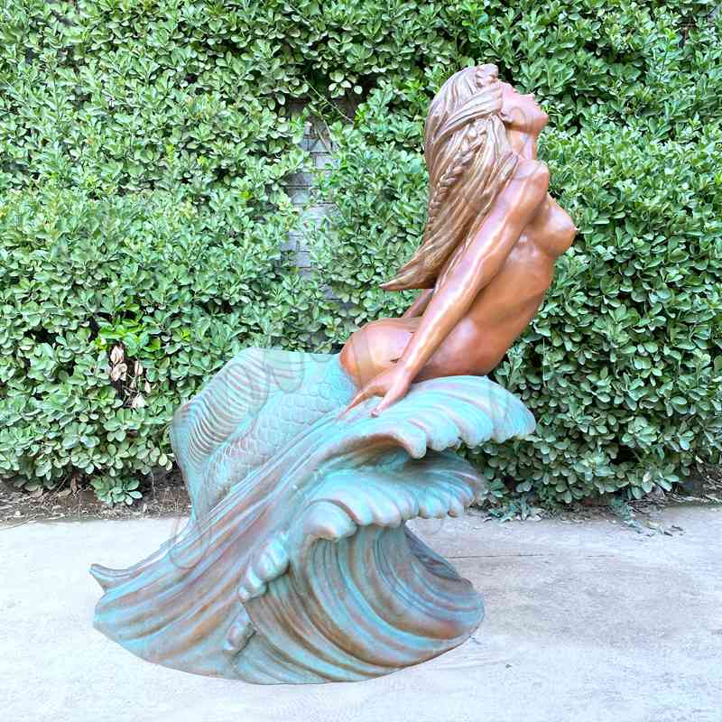 Life-size Outdoor Mermaid Statue Outside Pool Decor for Sale BOK1-238 - Bronze Mermaid Sculpture - 4