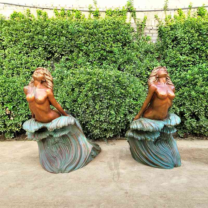 Life-size Outdoor Mermaid Statue Outside Pool Decor for Sale BOK1-238 - Bronze Mermaid Sculpture - 2