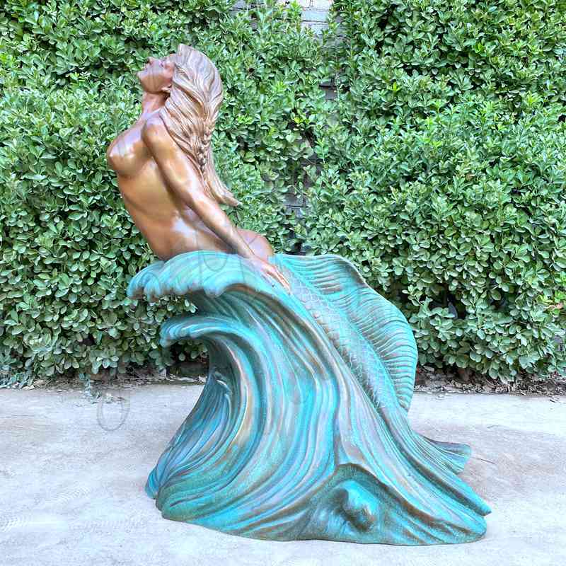 Life-size Outdoor Mermaid Statue Outside Pool Decor for Sale BOK1-238 - Bronze Mermaid Sculpture - 3