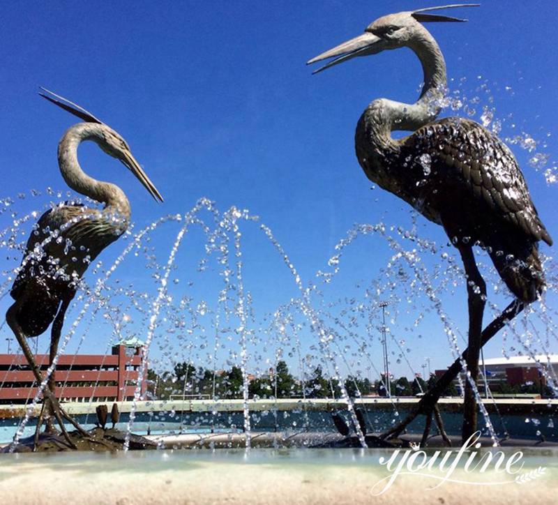 Bronze Heron Statue Garden Bird Animal Lawn Ornament Supplier BOK1-262 - Other Animal sculptures - 1