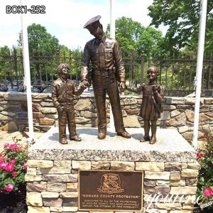 Bronze Police Statue with Child Memorial Gift for Sale BOK1-252