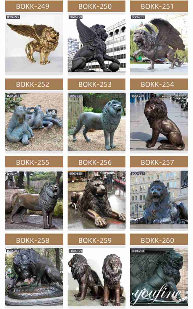 Bronze Lion Statues for Front Porch Home Decor for Sale BOK1-229 - Bronze Lion Statues - 10