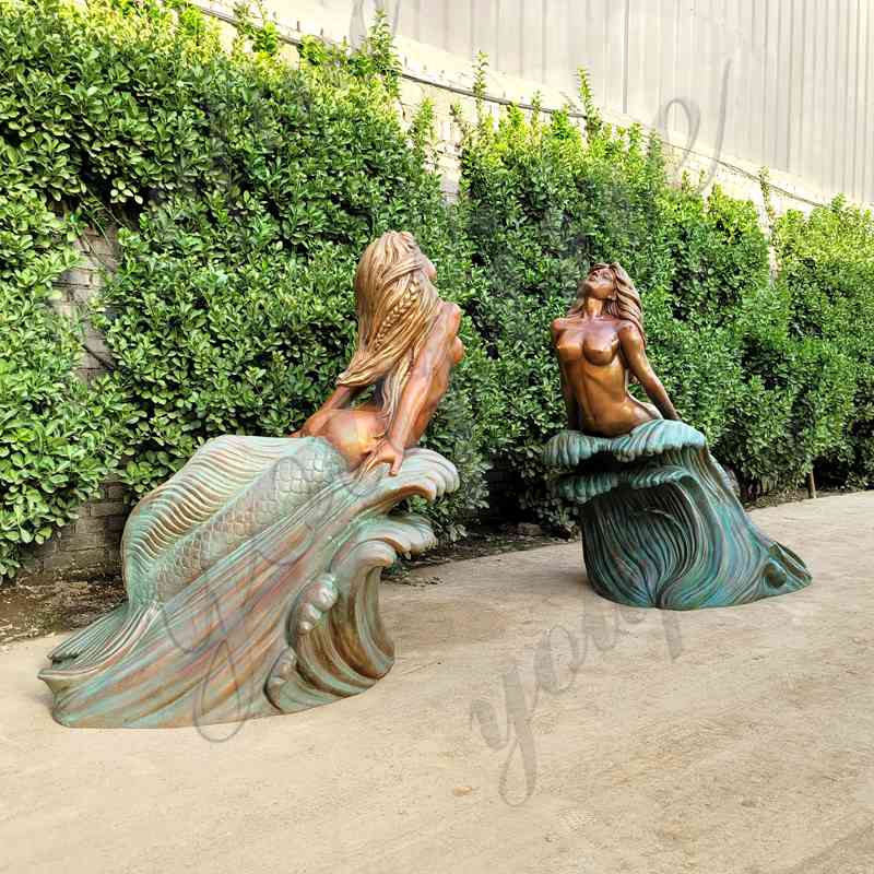 Life-size Outdoor Mermaid Statue Outside Pool Decor for Sale BOK1-238 - Bronze Mermaid Sculpture - 1