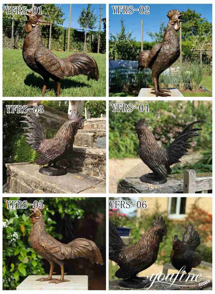 Bronze Garden Rooster Statue Yard Porch Art Decor for Sale BOK1-255 - Other Animal sculptures - 3