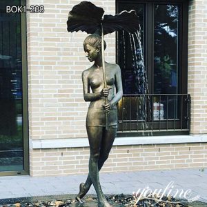 Bronze Outdoor Lady Water Fountain with Umbrella  for Sale BOK1-208
