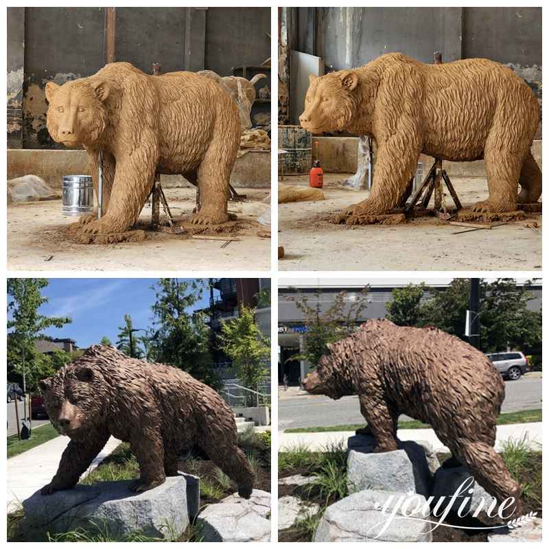 Outdoor Bronze Life-size Bear Statues Garden Decor for Sale BOK1-256 - Bronze Bear Statues - 3