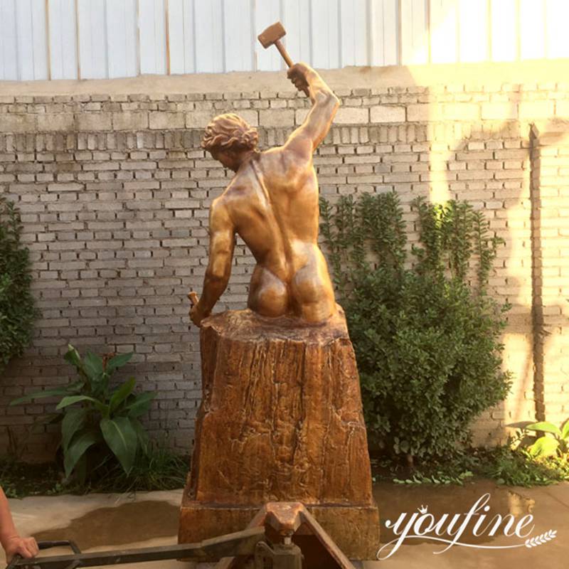 Bronze Sculpture Man Chiseling Himself Out of Stone Art Wholesale BOKK-593 - Bronze Famous Sculpture - 2