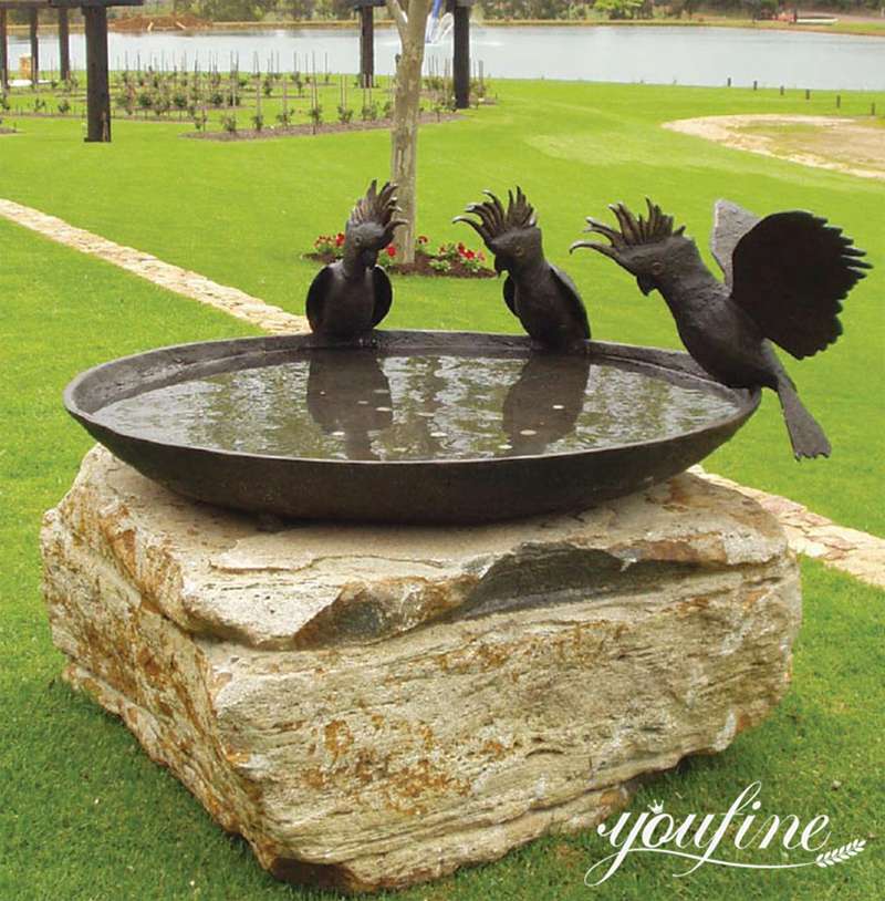 bronze bird bath fountain-YouFine Sculpture