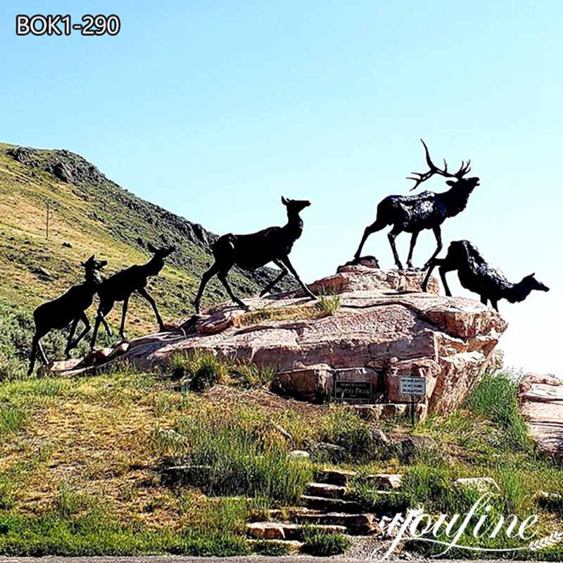 bronze elk statue garden-YouFine Sculpture