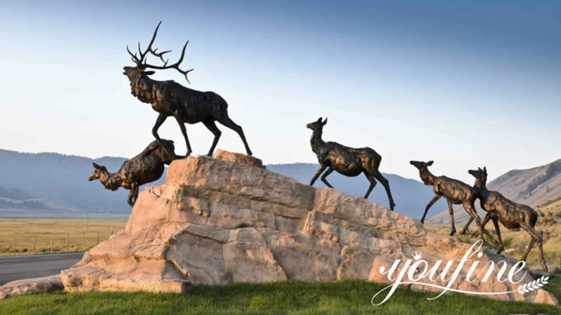 Bronze Elk Statue National Museum of Wildlife Art for Sale BOK1-290 - Bronze Deer Sculpture - 1