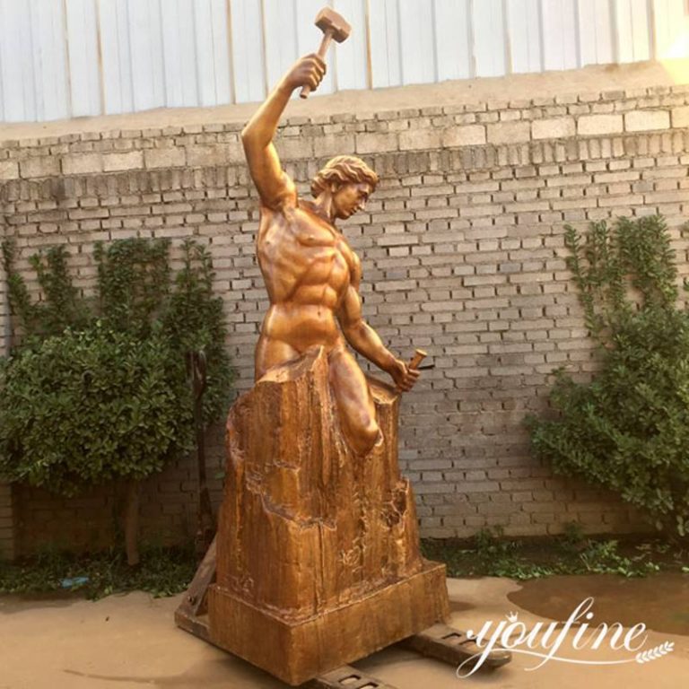 Man Chiseling Himself Out of Stone YouFine Sculpture