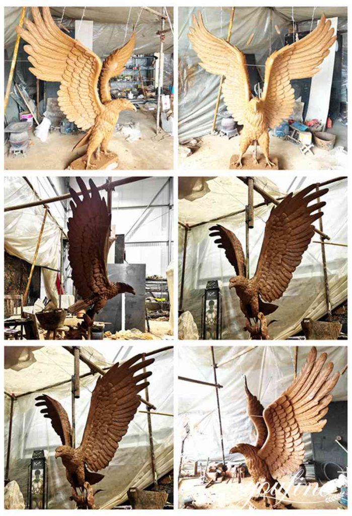 Bronze Flying Large Outdoor Eagle Bird Statue Yard Art for Sale BOK1-279 - Bronze Eagle Sculpture - 6