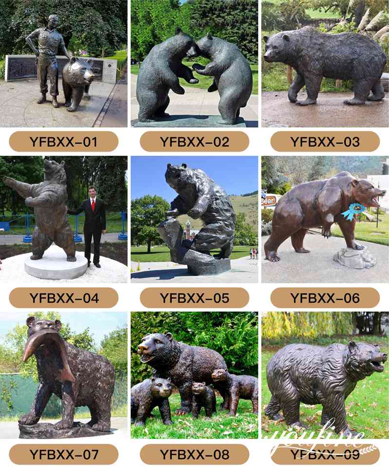 Outdoor Bronze Life-size Bear Statues Garden Decor for Sale BOK1-256 - Bronze Bear Statues - 4