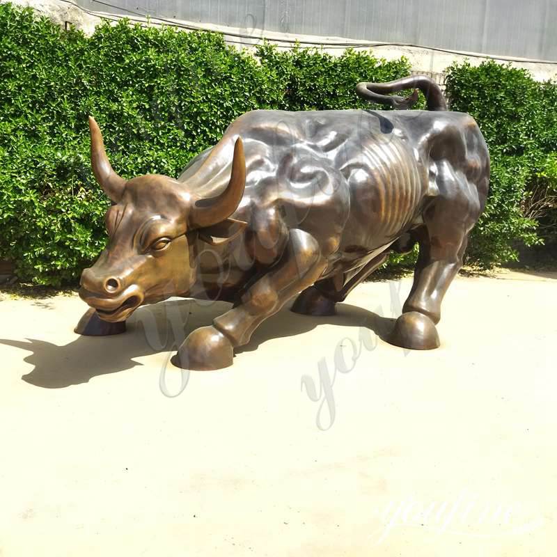 Bronze Charging Wall Street Bull Statue Replica Art for Sale BOK1-288 - Bronze Bull Sculpture - 2