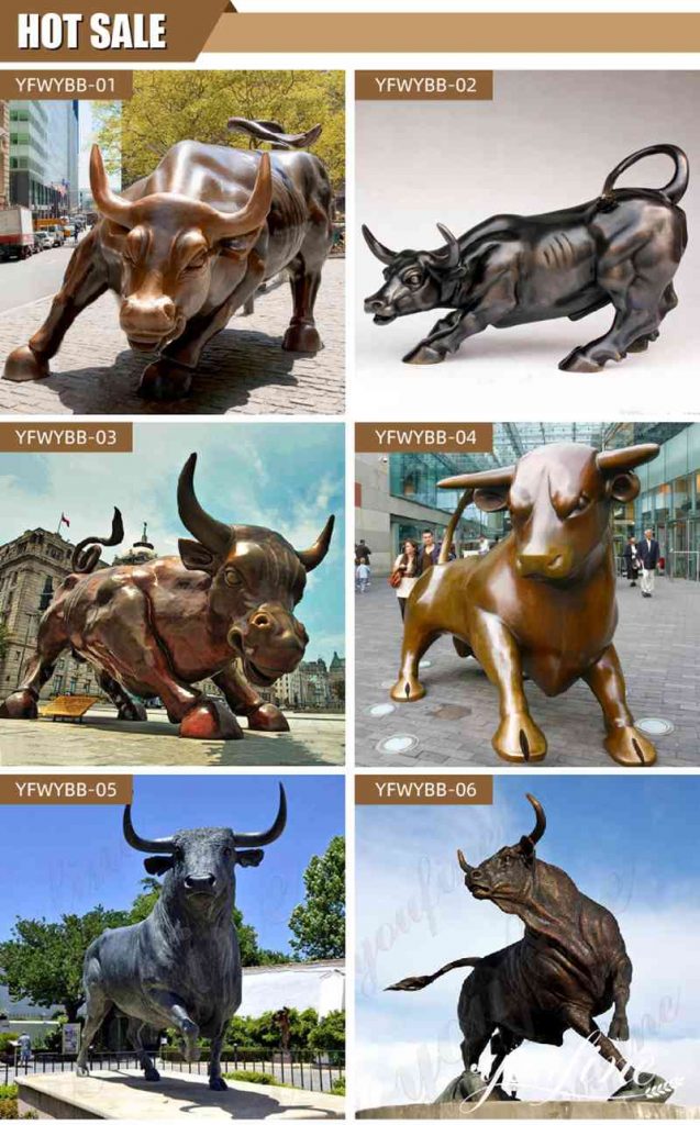 Bronze Charging Wall Street Bull Statue Replica Art for Sale BOK1-288 - Bronze Bull Sculpture - 6