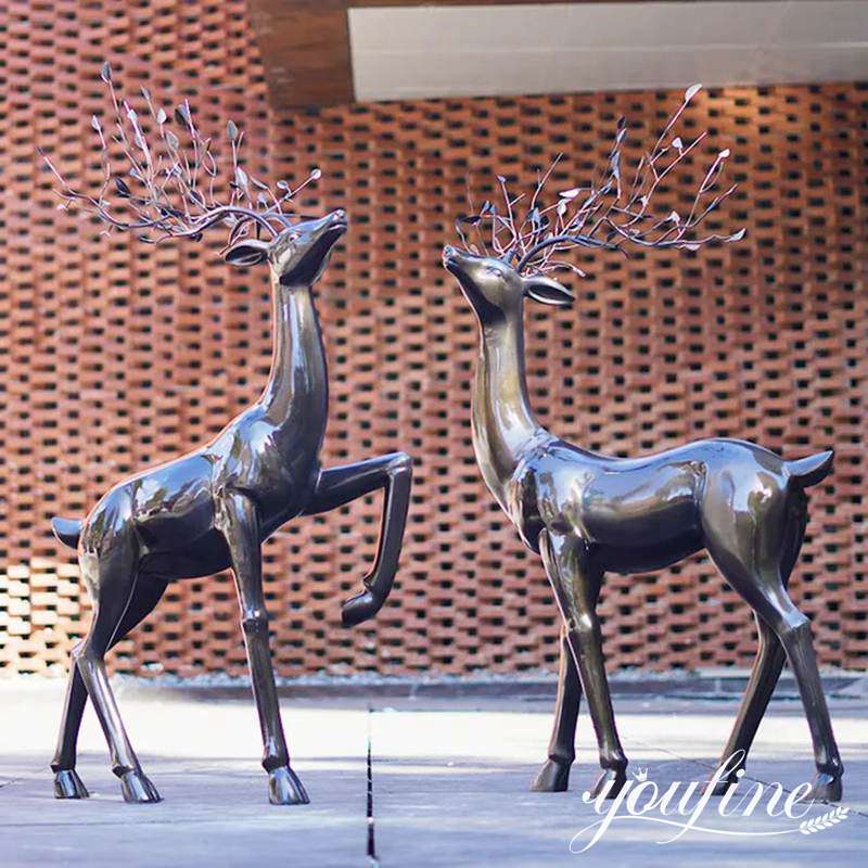 Life-size Bronze Deer Statue Outdoor Garden Decor BOK1-029 - Bronze Deer Sculpture - 6