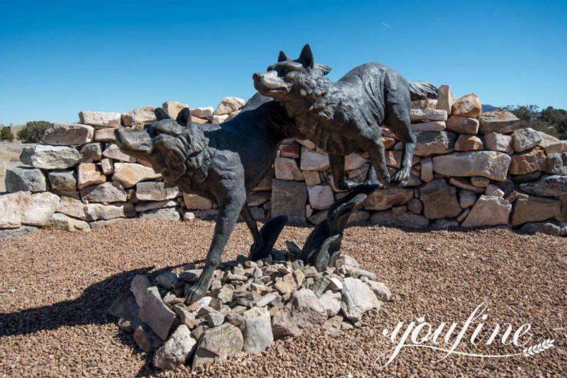 Life size Bronze Wolf Art Sculpture for Garden Outdoor Sale BOK1-200 - Bronze Wildlife Sculpture - 1