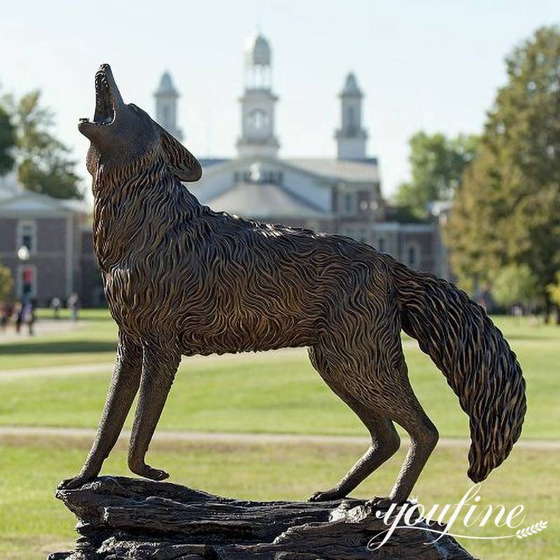 bronze wolf sculpture-YouFine Sculpture