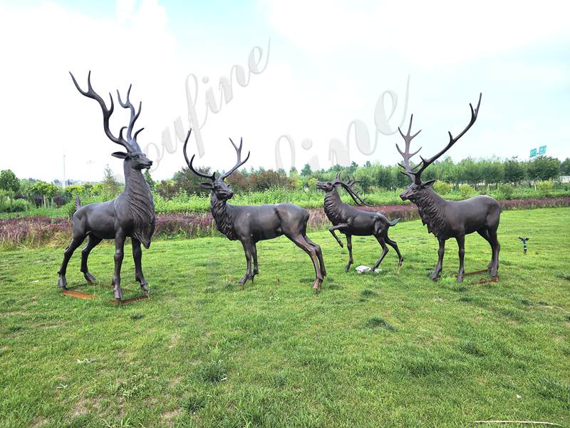 Outdoor Yard Bronze Life-size Deer Statues Sale BOK1-296 - Bronze Deer Sculpture - 1