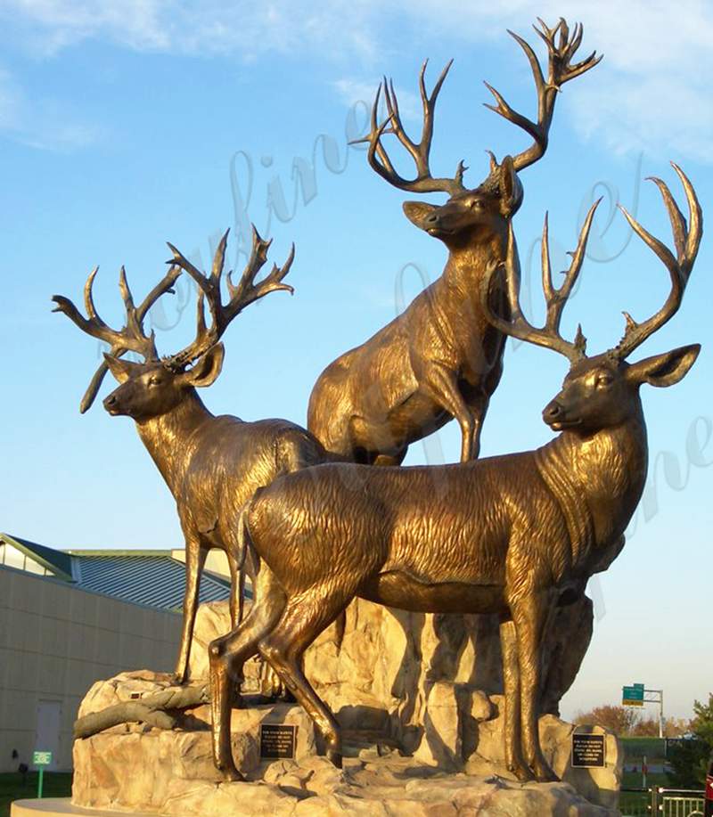 Outdoor Yard Bronze Life-size Deer Statues Sale BOK1-296 - Bronze Deer Sculpture - 9