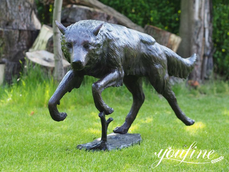 Life size Bronze Wolf Art Sculpture for Garden Outdoor Sale BOK1-200 - Bronze Wildlife Sculpture - 12