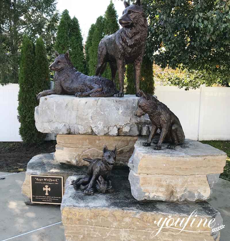 Running Life Size Wolf Sculpture BOK1-200 - Bronze Wolf Statue - 7