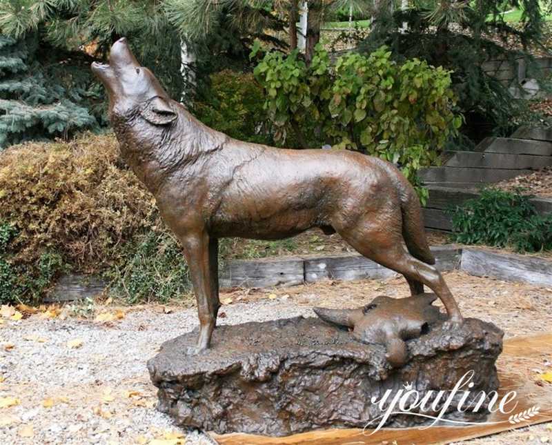Running Life Size Wolf Sculpture BOK1-200 - Bronze Wolf Statue - 13
