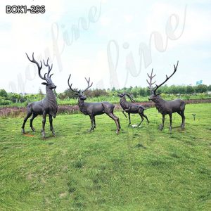 Outdoor Yard Bronze Life-size Deer Statues Sale BOK1-296