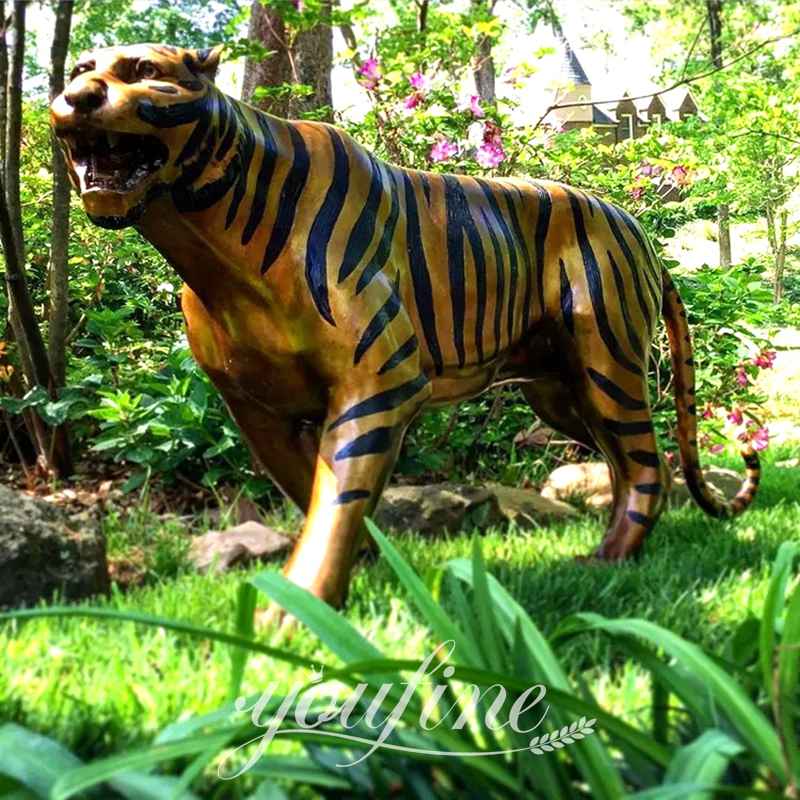 Large Bronze Jungle Tiger Statue Outdoor Decor for Sale BOK1-311 - Other Animal sculptures - 1